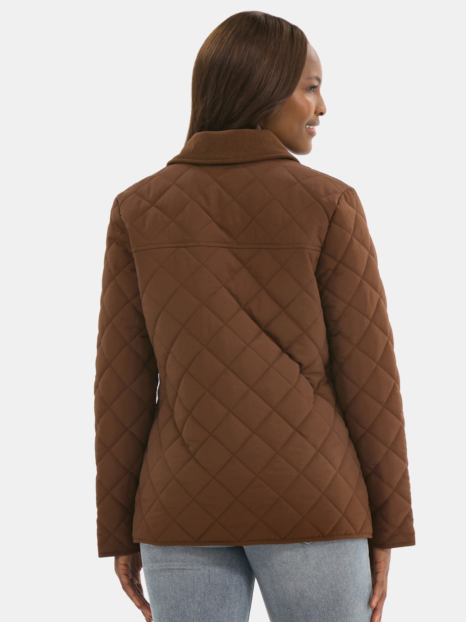 Time and Tru Women's Quilted Barn Coat, Midweight, Sizes XS-2X