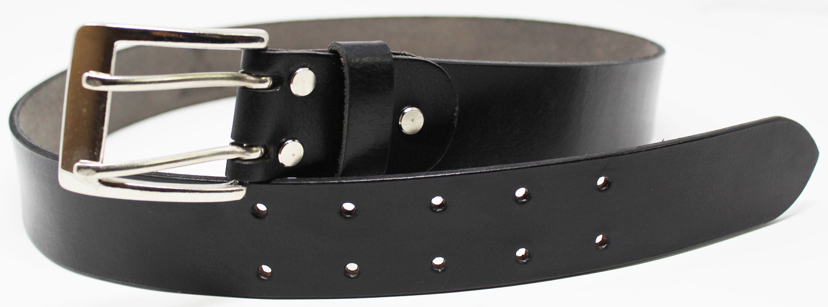4142 Men's Casual DoubleHoled Leather Belt Removable Buckle 26AA65BK