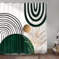 thumbnail image 2 of Green Chic Mid Century Shower Curtain for Bathroom Decor 72Wx72H Inches Boho Abstract Leaves Modern Tropical Simple Minimalist Fancy Geometric Fabric Waterproof Polyester 12 Pack Hooks, 2 of 6