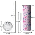 thumbnail image 5 of 20oz Pink Dinosaurs Flowers Leaves Pattern Skinny Tumblers Stainless Steel Tumbler with Lid and Straw,Vacuum Insulated Double Wall Travel Tumbler Cups with Cleaning Brush for Coffee,Tea, 5 of 6