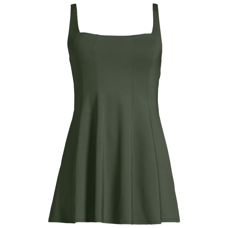 corset swim dress Women's Square Neck Corset Seamed Swim Dress - Lands' End - Black