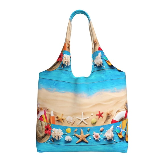Vsdgher Boards and Beach Print canvas Tote Bag, Lightweight Cloth Bags, Suitable for shopping, groceries, travel