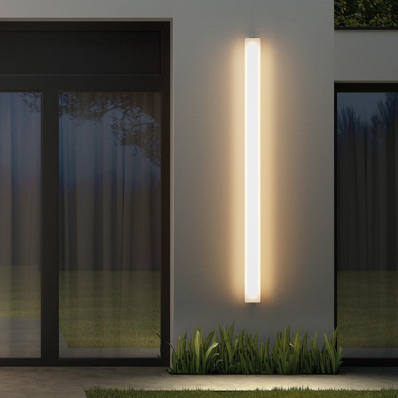 Ralbay Long Outdoor Wall Light 59inch Long Strip Modern Linear Outdoor Sconce 3000K Waterproof Exterior Wall Mount Lighting for House(White)