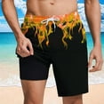thumbnail image 2 of FRSASU Men's 2 in 1 Running Shorts with Liner Shorts Flames Graphic Goth Boyfriend Workout Bottoms Yellow, 2 of 6