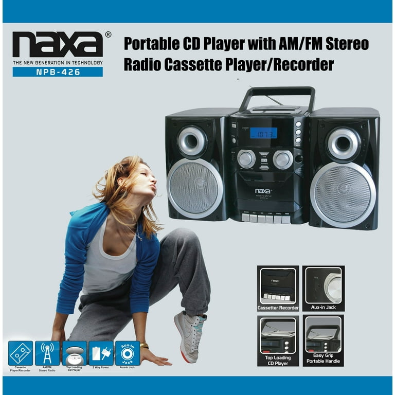 Naxa NPB-426 Portable CD Player with AM/FM Radio & Detachable