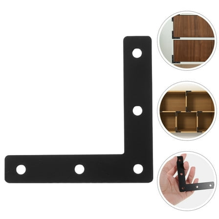 FRCOLOR  30 Pcs Flat Metal Plates Mounted Heavy Duty Corner Braces Black