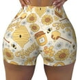 thumbnail image 2 of Rateoe Honey Honeycomb Printed Power Workout Shorts for Women Tummy Control Squat Proof Ribbed Thick Seamless Scrunch Active Short-Medium, 2 of 8