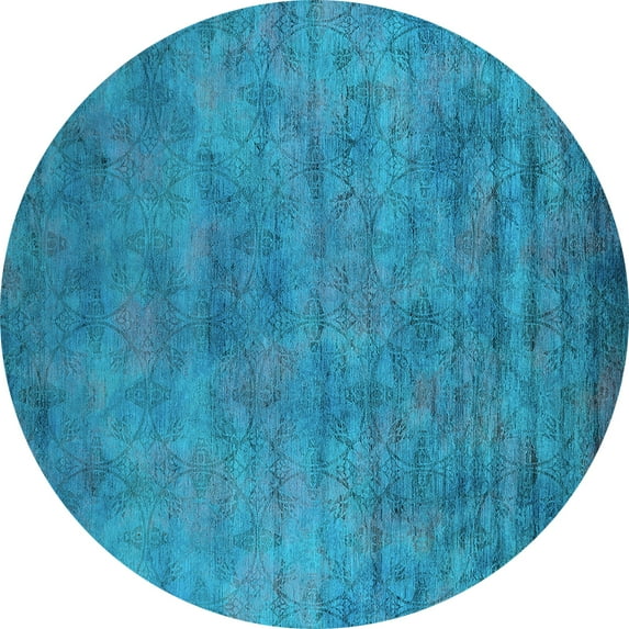 Ahgly Company Indoor Round Oriental Light Blue Industrial Area Rugs, 8' Round