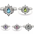 thumbnail image 2 of QQTDFG 925 Silver Plated Women Lotus Flower Rings Pear Zircon Crystal Ring Jewelry-#3-9, 2 of 8