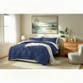 thumbnail image 2 of Bedtreat King Comforter Sets，7-Pieces Reversible Bedding Sets，Bed in a Bag with Comforter， Flat Sheet and Fitted Sheet, Pillowcases & Shams，Navy Blue/Milky Coffee, 2 of 8