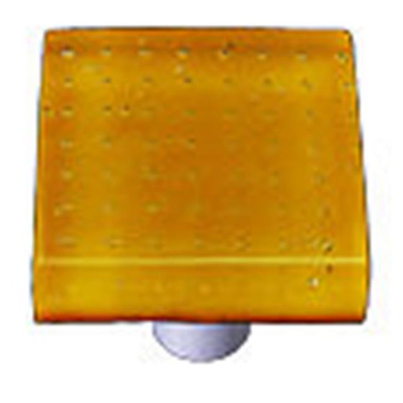 Hot Knobs HK1203-KA Bubbles Pumpkin Orange Square Glass Cabinet Knob - Aluminum Post