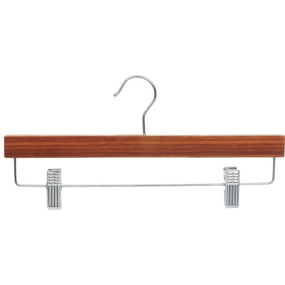 The Great American Hanger Company Bamboo Bottoms Hanger with Adjustable Cushion Clips, Eco-Friendly 14 Inch Flat Wooden Hangers with Chrome Swivel