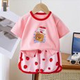 thumbnail image 2 of KPOPLK Toddler Baby Boys Summer Outfits Clothing Short Sleeve Cartoon Print T-Shirt Tops & Shorts Sets 2Pcs Cute Baby Boys Cotton Summer Clothes for 1t 2t 3t 4t 5t 6t(3-4 Years,Pink), 2 of 9