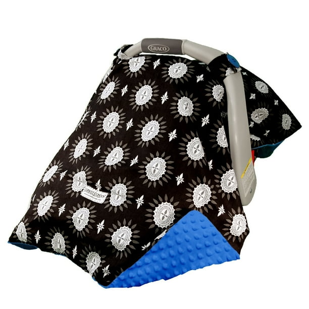 Car seat hood cover cow and purple minky and purple satin ruffle base cover 