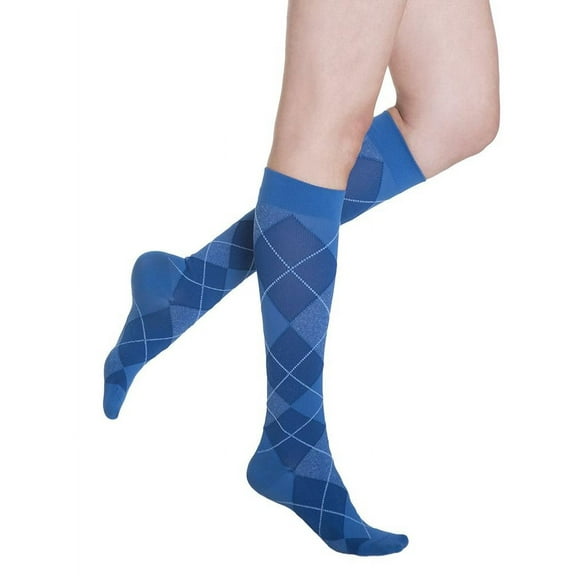 sigvaris women's microfiber shades 143 15-20mmhg, purple argyle, 7 - 9