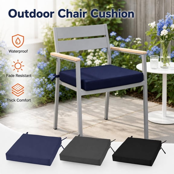 Outdoor Chair Cushions 21x21x4 Inch, Waterproof Outdoor Seat Cushions for Patio Furniture with Ties and Removable Cover, Dining Wicker Chair Pads for Garden Porch
