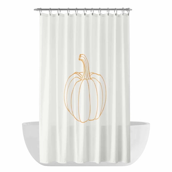 Pumpkin Fall Shower Curtain - Water Repellent Fabric Shower Curtains Washable, Minimalist Thanksgiving Farmhouse Decorative Polyester Cloth Bathroom Curtains Modern Bath Decor 36"x72"