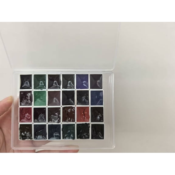Mairtini artists' layered granulating watercolors Handmade 24 color 2ml plastic box color card