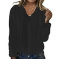 thumbnail image 2 of Women's Knit Cotton Hoodies Button Cardigan Hooded Sweaters Tops Drawstring Open Front Jacket Coats, 2 of 6