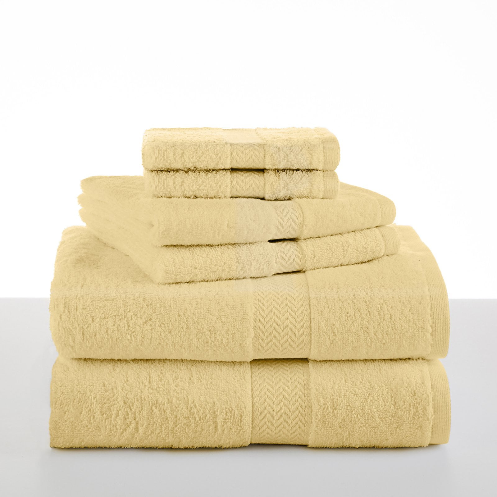Martex 6 Piece Solid Print Cotton Bath Towel Collection, Yellow