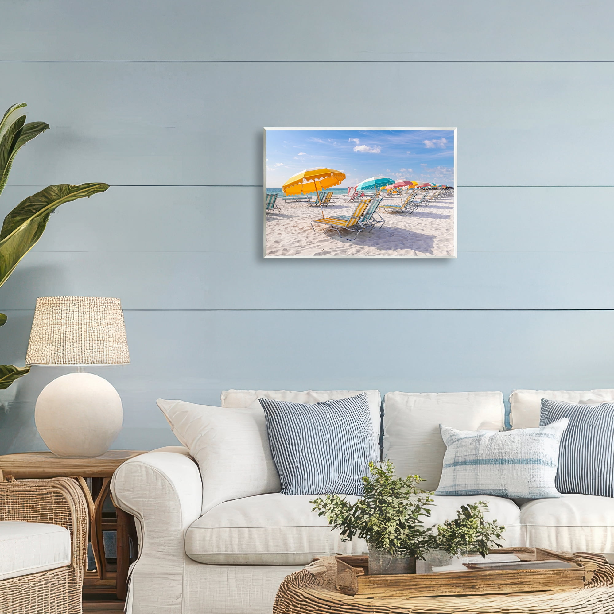Stupell Industries Striped Umbrellas on Sunny Beach Wall Plaque Art, design by Richard Silver