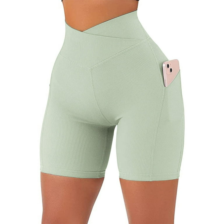 Gubotare Shorts For Women Seamless Gym Shorts Womens Workout Shorts,High  Waist Spandex Shorts Women Tummy Control,Green S