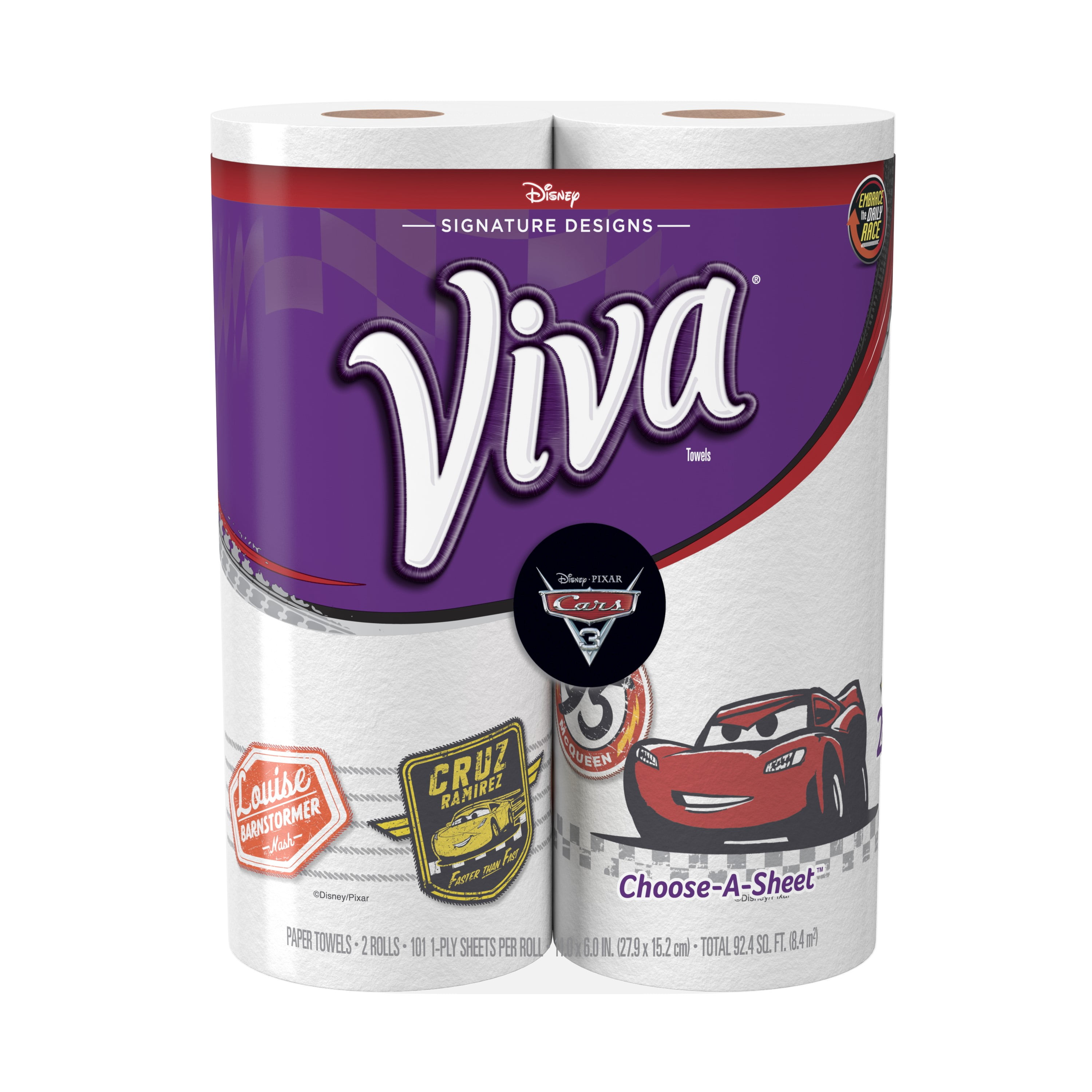 Viva Paper Towels, ChooseASheet, Cars Print, 2 Big Rolls Walmart