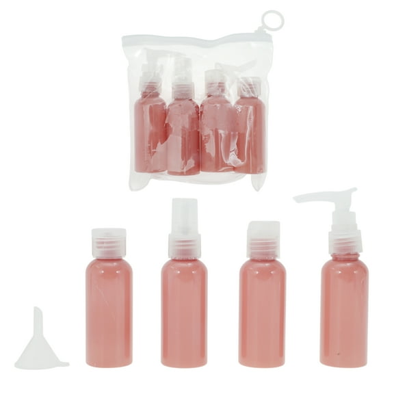 Unique Bargains 5 Pcs Travel Size Toiletries Bottles Containers Leakproof Portable Refillable Travel Bottles Set Pink