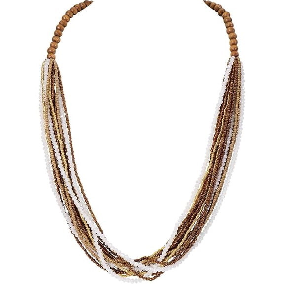 Coiris Chunky Statement Necklaces for Women Boho Multi Long Layered Strand Beaded Necklace for Women Handmade Crystal Beach Jewelry Gift
