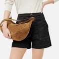 thumbnail image 4 of Only Moment Women's Drawstring Sweat Shorts Polyester,Cotton Elastic Waist Wide Leg Casual Cotton Shorts Sets Maternity Jean Shorts Black,M, 4 of 9