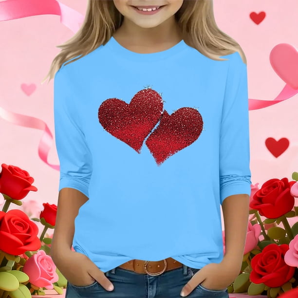 Blusas y camisas de manga larga con cuello redondo y estampado infantil, manga 3/4/cuello redondo tres cuartos, camisa y top para niños, top de poliéster para niños