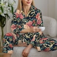 thumbnail image 6 of Uemuo Rose Flowers Pattern Womens Pajama Sets,PJ Set for Women,Pajamas for Women Logo,Long Sleeve Pajama Set for Women,Soft Long Sleeve Top With Pants-Medium, 6 of 9
