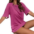 thumbnail image 2 of Summer Women's Short Sleeve Shirt Casual Loose Oversize Crew Neck Tunic Tops, 2 of 6