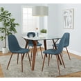 thumbnail image 2 of LumiSource Walnut Wood, Clear Glass, Grey Fabric Folia Square Pebble Dining Set - 5 Piece, 2 of 5
