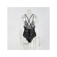thumbnail image 5 of Women Sexy Deep V Neck Eyelash Lace Bodysuit Lingerie, 5 of 8