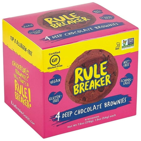 Rule Breaker Snacks, Deep Chocolate Brownie, Healthy and Unbelievably Delicious, Vegan, Gluten Free, Nut Free, Free from Top Eight Allergens, Kosher (4ct pack) 7.60