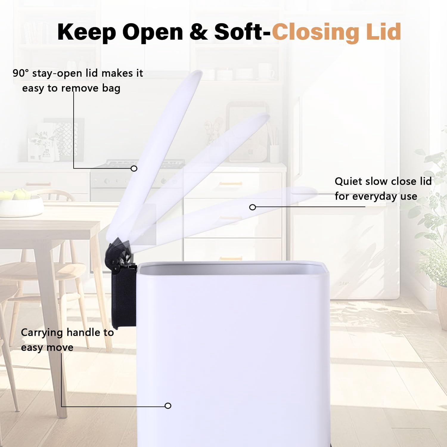 CL.HPAHKL 5L / 1.3 Gallon Slim Step Trash Can, Stainless Steel Bathroom Trash Bin with Lid & Removable Inner Bucket, Pedal Garbage Can for Bathroom,Bedroom,Home Office (2, White)