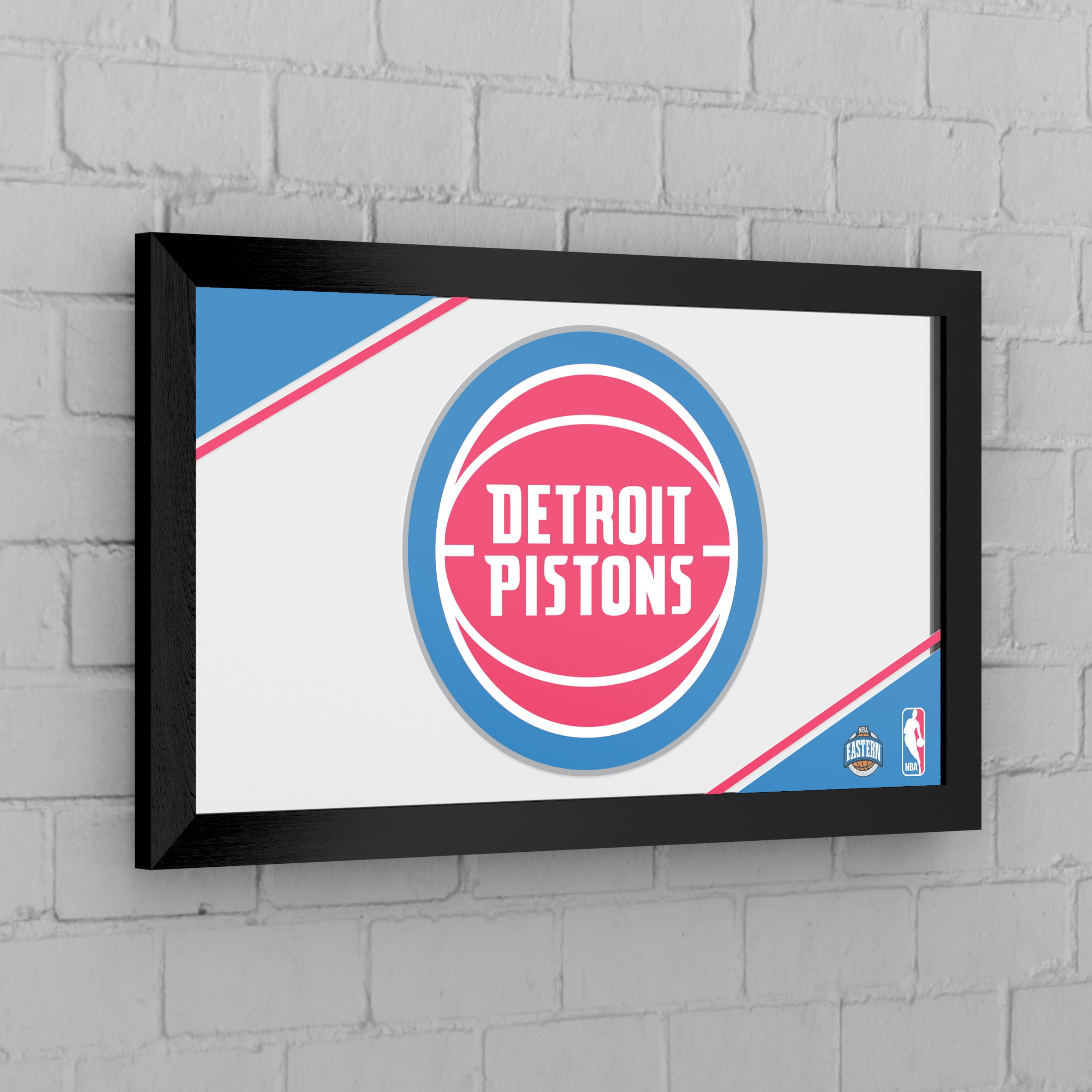 Detroit Pistons Logo Ready-To-Hang Black Framed Wall Mirror