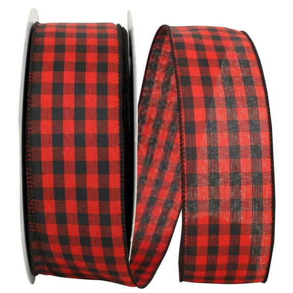 Red And Black Hilltop Cabin Buffalo Check Plaid Wired Ribbon