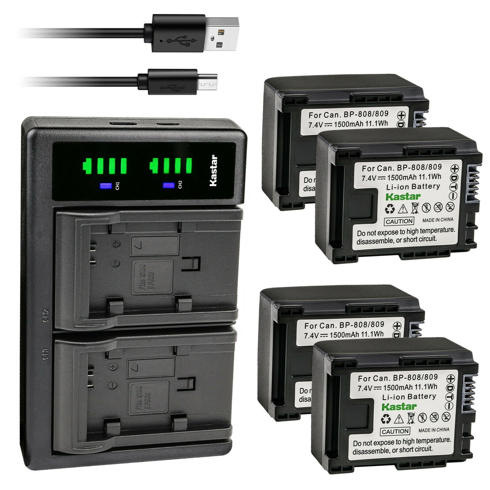 longitud consumidor nosotros Kastar 3-Pack Battery and LTD2 USB Charger Replacement for Canon VIXIA HF  S100 HFS100, VIXIA HF S200 HFS200, VIXIA HF10, VIXIA HF11, Canon BP-809  BP809 BP-809/B BP-809/S, BP-819, BP-827 Battery - Walmart.com