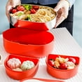 thumbnail image 3 of Fiambrera bento grande de 2 niveles con 3 compartimentos, apta para microondas y portátil, perfecta para mantener comidas en movimiento, 3 of 8