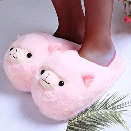 

uikmnh Slippers for Women Cute Floor Indoor Winter House Slides Slippers Girls Warm ParentChild Women Cartoon Slippes Plush Women s Slipper Pink 9