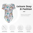 thumbnail image 6 of Naloa Unicorn DoingYoga Women's Short-Sleeved Onesie, One-Piece Swimsuit for Parties, dates, clubs - X-Large, 6 of 9