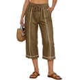 thumbnail image 4 of Women's Linen Cotton Pants Casual 7/8 Length Trousers Breathable Lightweight High Waist Pants for Summer Daily Wear, 4 of 6