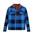 thumbnail image 4 of ZCFZJW Mens Plaid Quilted Lined Flannel Hooded Jackets Big and Tall Regular Fit Casual Fall Winter Thick Warm Long Sleeve Casual Button Down Shirt Jacket with Pockets Blue M, 4 of 5