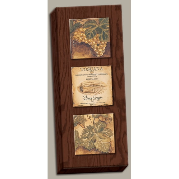 Vintage Wine Country Faux Wood Print Panel, Tuscan Grigio Art printed on Canvas; One 8x20 Hand-Stretched Canvas