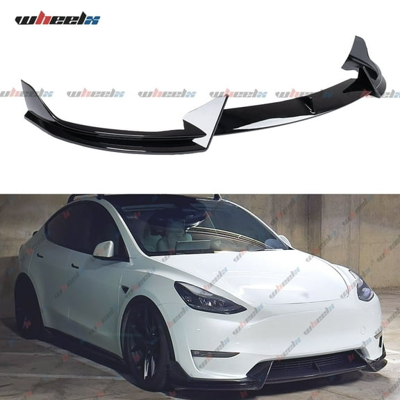 3Pcs Front Lip Compatible with 2020-2024 Tesla Model Y, Bumper Air Dam Lower Chin Splitter Protection Body Kit Fits for 2020 2021 2022 2023 2024 (Glossy Black)