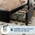 thumbnail image 6 of Allewie Queen Size Storage Bed Frame,Adjustable Headboard,Velvet Upholstered Platform Bed with 4 Oversized Underbed Drawers, Wooden Slats Support, No Box Spring Needed, Black, 6 of 9
