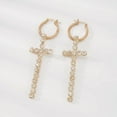 thumbnail image 3 of Pendientes de cruz con diamantes de imitación, pendientes brillantes, pendientes largos colgantes, pendientes de cruz colgantes para mujeres y niñas, 3 of 5