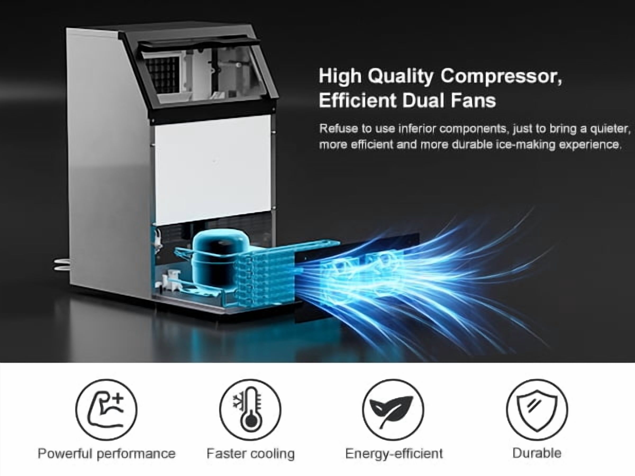 COTLIN Commercial Ice Maker Machine 150LBS/24H, 20’’ Under Counter Ice Machine with 33LBS Storage Bin/ Built-in Cleaning System, Freestanding Ice Maker for Restaurants/Bars, ETL Approved